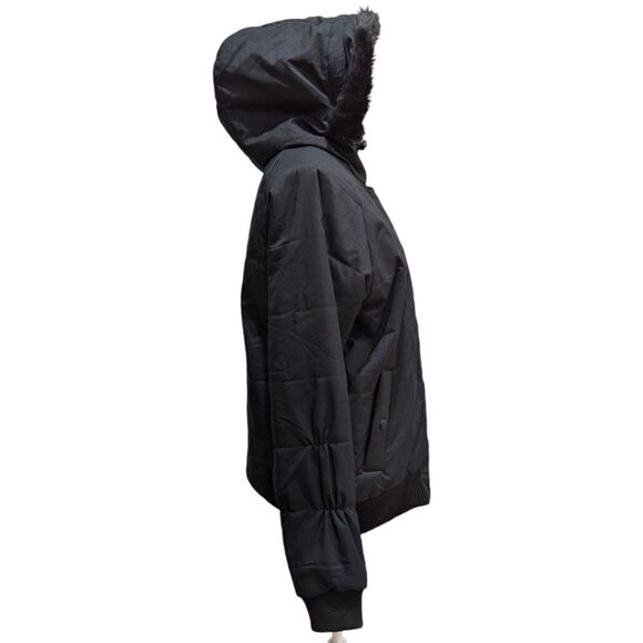 Body Glove Women's Large Hooded with Faux Fur Trim Jacket Zip Up in Black - Picture 4 of 10